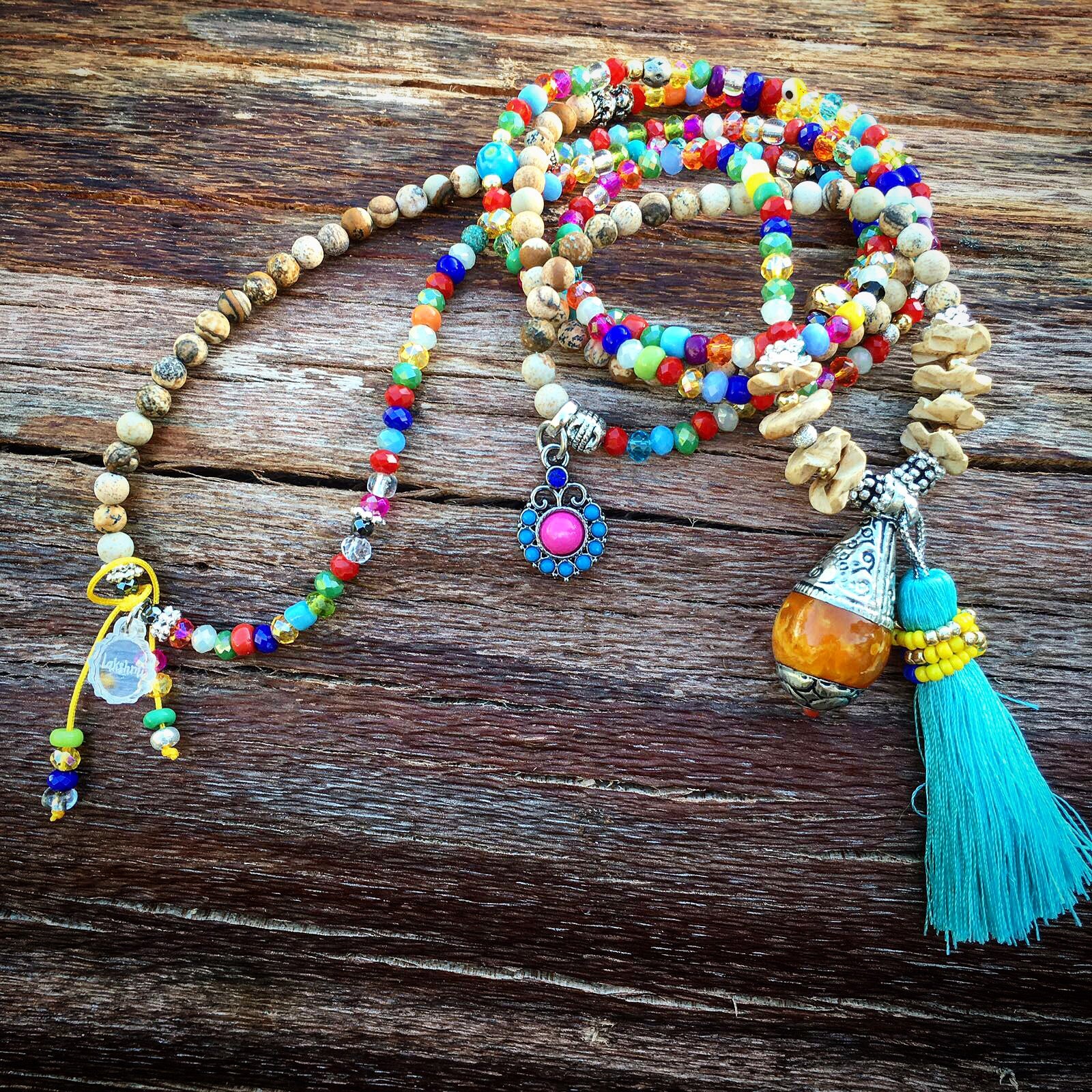 Auspicious Color Liuli Beads Necklace! Tibetan Ethnic Glass bead Prayer  Blessing | eBay